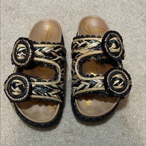 Sam Edelman Reina Black Natural Sandal Size Medium Boho Style